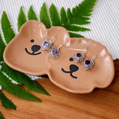'Whimsical Puppy-Themed Brown Black Glazed Ceramic Catchall'