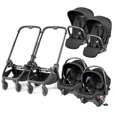 Peg Perego City Loop Twin Stroller + Primo Viaggio Urban Mobility Travel System Bundle - Black / Tru