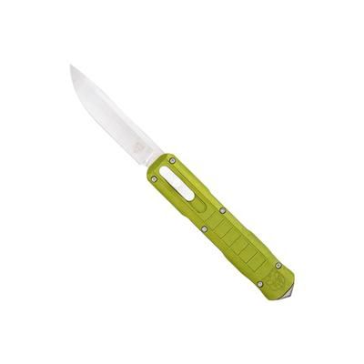 CobraTec Knives Raptor OTF 3.13 in Folding Knife D2 Steel Blade Drop Point Not Serrated Aluminum Switch OD Green CTRPTODGDNS