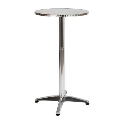 MoTak M225 23 1/2" Round Bar Height Patio Table - Stainless Steel Top w/ Aluminum Column & Base