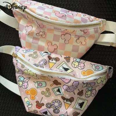 Disney Mickey 2025 New Women's Waist Bag Fashionable and High-quality Girls' Sports Waist Bag Cartoon Portable Change Phone Bag