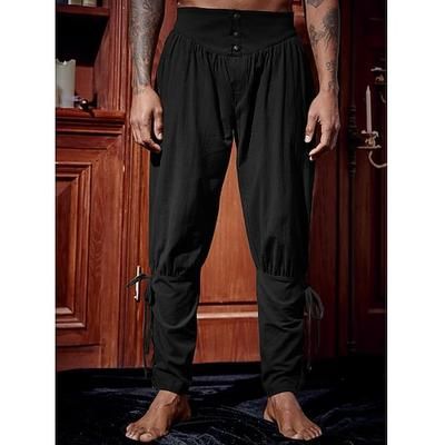 Retrò Vintage Medievale Rinascimento Pantaloni da pirata Pirata Cavaliere Vichingo Cavaliere Celtico Ranger Tinta unita Costume Per uomo Costumi da pirata Fantasia Halloween Carnevale Mascherata