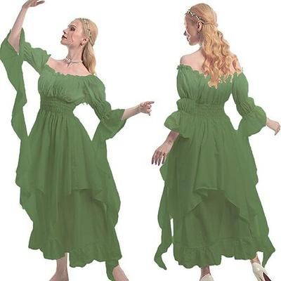 Retrò Vintage Rococò Punk Gotico Vestito Abito ispirato alla Reggenza Manica a Campana Manica a Palloncino Vichingo Elfico Costume Per donna Celtico Costumi da pirata Fantasia Halloween Carnevale