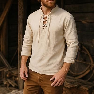 Medievale Steampunk 17° secolo Blusa / Camicia Pirata Vichingo Elfico Costume Per uomo Costumi da pirata Fantasia Mascherata Casual Quotidiano Adulti Camicia