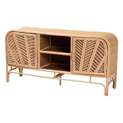 Carabella Bohemian Natural Rattan 2-Door Storage Cabinet by Bali & Pari in Natural