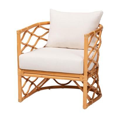 Acelynn Bohemian Light Honey Rattan Arm Chair by Bali & Pari in Light Honey