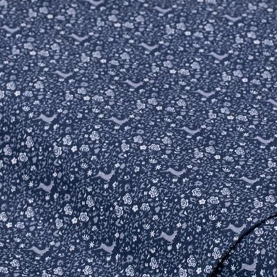 Tissu coton "cerf et fleurs", bleu