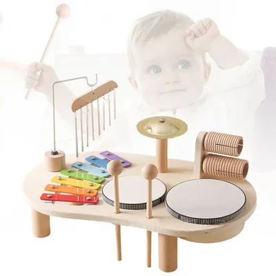 Cloches Éoliennes en Bois pour Enfants, Kit de Tambour Montessori, Jouet pour Bébé, Xylophone, Cadeaux d'Anniversaire pour Nouveau-Né, Jouets de Table Musicale