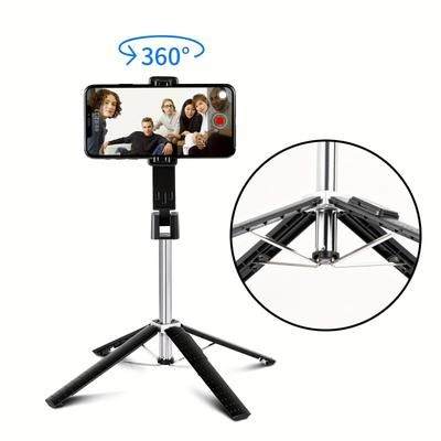 TEMU Selfie Stick Tripod With 4 Legs, 40 Inch Retractable Mobile Phone Tripod, Portable Selfie Stick Tripod For Photography, Live Streaming, Video Recording, Compatible With All Mobile Phones