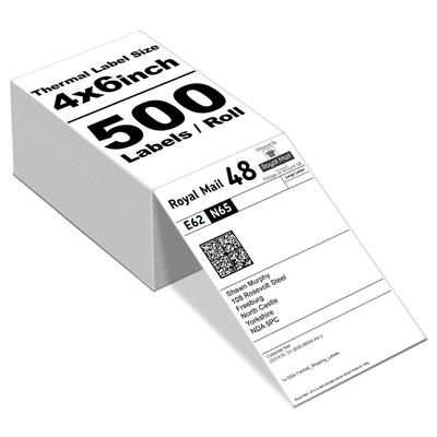 TEMU 500pcs Thermal Shipping Labels 4x6 Inch White Adhesive Paper For Thermal Label Printers & Delivery Tracking Tags, 100x150mm Each Sheet, English Language