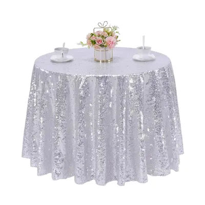Nappe à paillettes avec couverture de table ronde à paillettes brillantes, vêtements de table à séquence métallique, fête d'anniversaire, réception-cadeau pour bébé, mariage