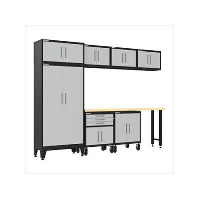 Armadillo Tough Grey 8-Piece Garage Cabinet Set with Levelers and Casters