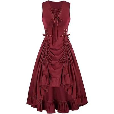 Punk Gotico Rinascimento Steampunk Vestito Strega Ragazza gotica Tinta unica Costume Per donna Fantasia Stile Steampunk Notte di Valpurga Halloween Carnevale Mascherata Casual Quotidiano Adulti