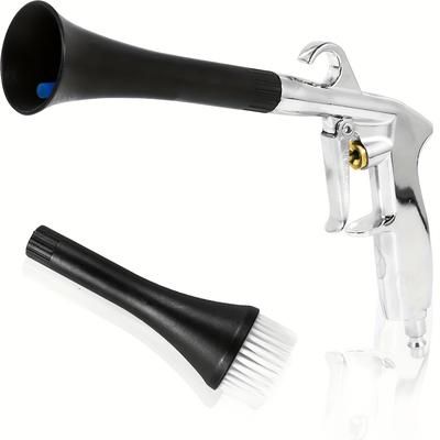 TEMU Dry Blow Cleaning Tool 1/4inch High Pressure Car Interior Spraying Cleaner Tool With 2 Nozzles Aluminium Alloy Car Cleaning Tool