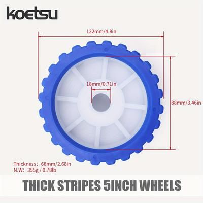 TEMU 1pc Koetsu 5-inch Thick Stripes Boat Trailer Side Wheel, Polyurethane Tug Boat Rubber Roller Skate For Marine Yacht Accessories, Pp Material