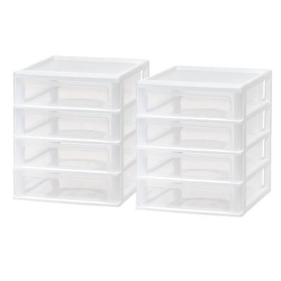 Iris Usa Desktop Drawer Units, 4 Drawers, 10-1/2" X 12-7/16", White, Set Of 2 Units