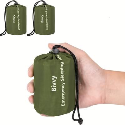 TEMU 2pcs Sleeping Sacks With Reflective Blanket, Lpe Material With Reflective Blanket For Camping & Hiking