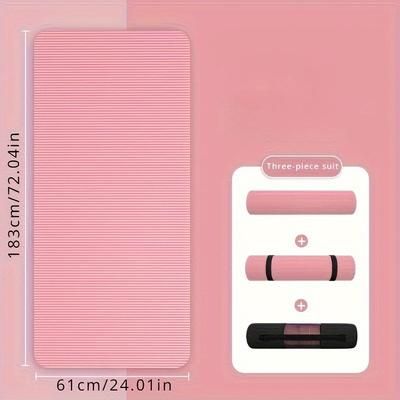 TEMU 1pc Solid Color Non-slip Soft Yoga Mat, 10mm Thickness Fitness Mat, Suitable For Gymnastics, Exercise, Pilates