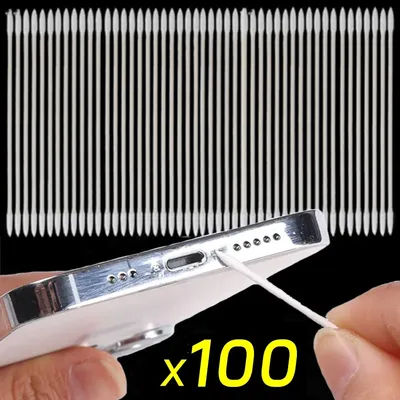 Coton-tige de nettoyage jetable sans poussière, 100 à 25 pièces, bâton en coton pour AirPods, écouteurs, casque, Port de Charge de téléphone, accessoires de nettoyage