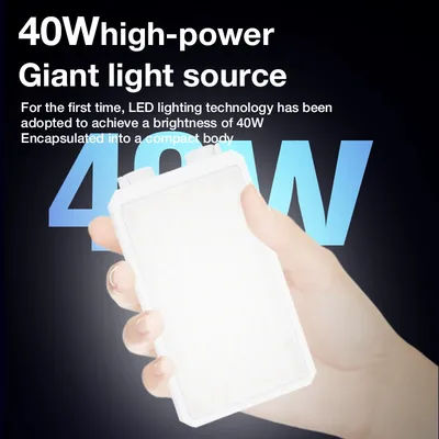 Portable LED Video Light 40W RGB Pocket-Sized Mini Portable Light Temperature Control Built-in Rechargeable Battery PD Charging