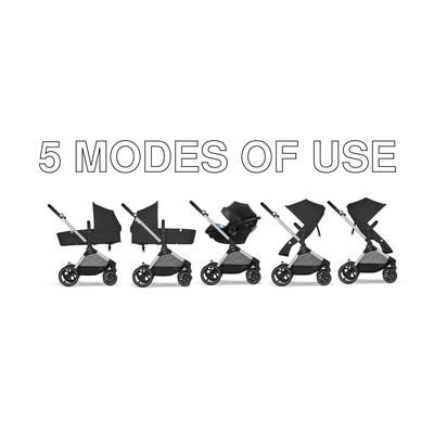 Cybex EOS 5-in-1 Travel System Stroller + Lightweight Aton G Infant Car Seat - Silver / Moon Black