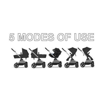Cybex EOS 5-in-1 Travel System Stroller + Lightweight Aton G Swivel with SensorSafe - Silver / Moon
