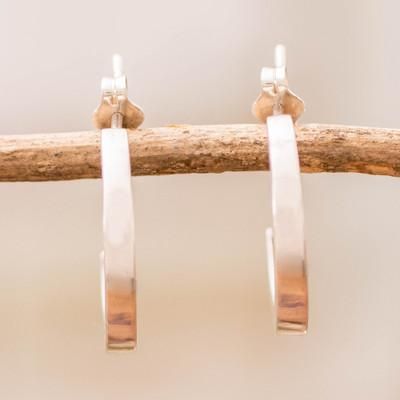 'Minimalist Modern Polished Sterling Silver Half-Hoop Earring'