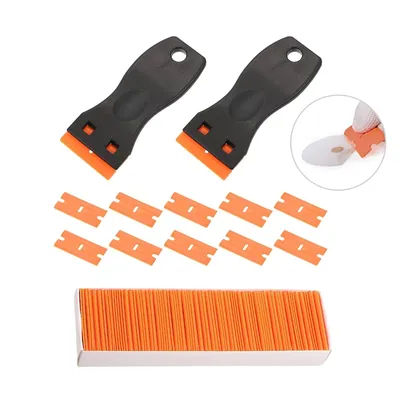 100 Pcs Double Edged Plastic Razor Blade Label Clean Razor Glue Remover Window Glass Clean Scraper Car Wrap Sticker Squeegee