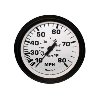 Faria Beede Instruments 4" Speedometer - 80MPH Mechanical - Euro White 32910