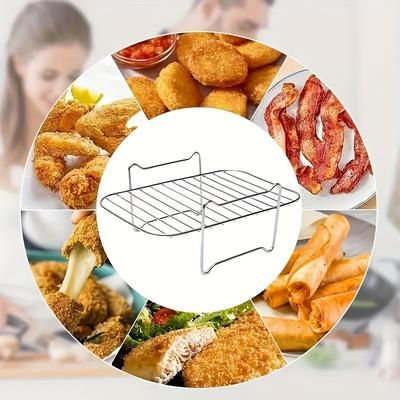 TEMU Stainless Steel Air Fryer Grill Rack - Rack For Air Fryers, Indoor And Outdoor Barbecue Artifact Suitable For Home, Restaurant, Kitchen Supplies