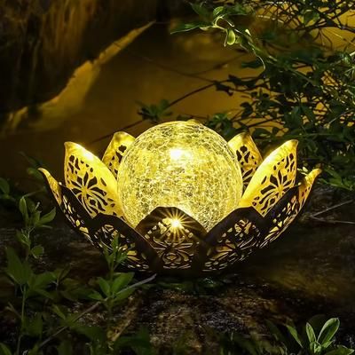 TEMU Solar Iron Art Lily Lamp, Outdoor Lighting, Suitable For Courtyard, Garden, Park, Pathway, Lawn
