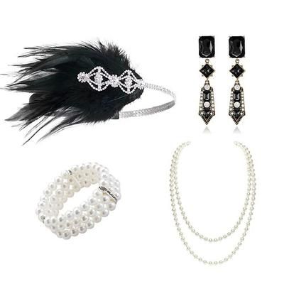 Anni 1920 Il grande Gatsby Fascia Flapper Il grande Gatsby Piuma Retrò Glitter scintillanti Costume Per donna Carnevale San Valentino Mascherata Abbigliamento da sera Mascherata Festival Adulti 1