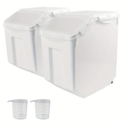 TEMU 2 Pack Food Storage Container, Large Pet Storage Bins With 2-cup , Moisture-proof, Dog Treat Containers With Wheels For Dry Food, Rice Pantry Cereal And Baking Supplies