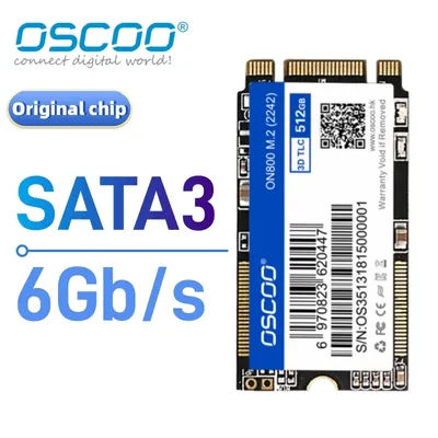 OSCOO M.2 SSD SATAIII 128GB 256GB 512GB 1TB HDD NGFF 2242 Hard Drive for Laptop Original 3D TLC NAND 6GB/s for Laptop Destop