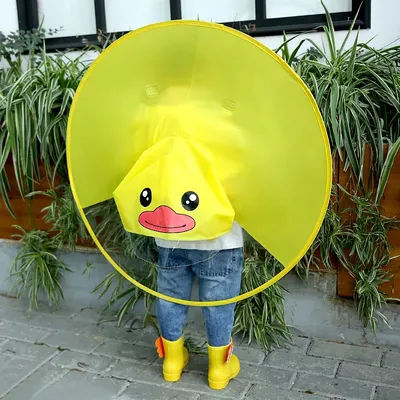 Couverture de pluie créative pour enfants, mignon canard de dessin animé UFO, imperméable pour enfants, garçons et filles, chapeau parapluie, Poncho coupe-vent, équipement de pluie, tendance