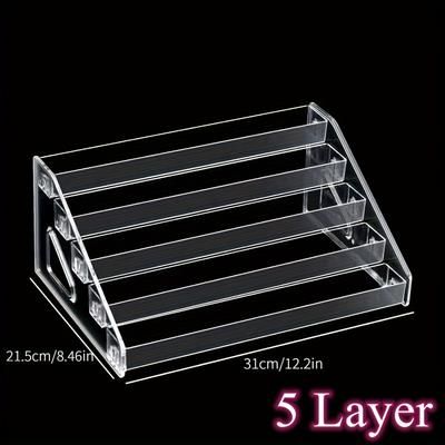 TEMU 3-tier Detachable Nail Polish Organizer - Multifunctional Acrylic Storage Rack For Cosmetics, Perfume & Manicure Tools - Clear Display Platform For Products & Bottles