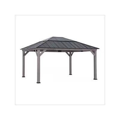 Sunjoy Group 13 x 15 Wooden Hardtop Gazebo with Polycarbonate Hip Roof