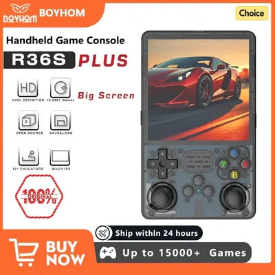 BOYHOM R36S Plus Retro Handheld Game Console Linux 64-bit System 4" IPS Screen RK3326 Portable Pocket Video Player R36PLUS