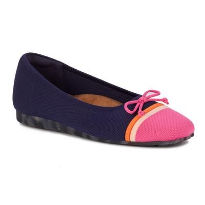 Extra Wide Width Women's Noelle Knit Flat by Ros Hommerson in Navy Pink Knit (Size 6 1/2 WW)
