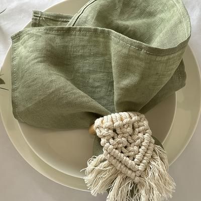 TEMU 10pcs Green Polyester Absorbent Table Napkins - Solid Color, Square Shape, Day Celebrations, Day Table Setting | Elegant Table Setting | Polyester Napkins