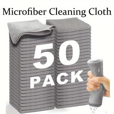 TEMU 50pcs Of Gray Ultra-absorbent Microfiber Car Wash Towels, Cleaning Glass.