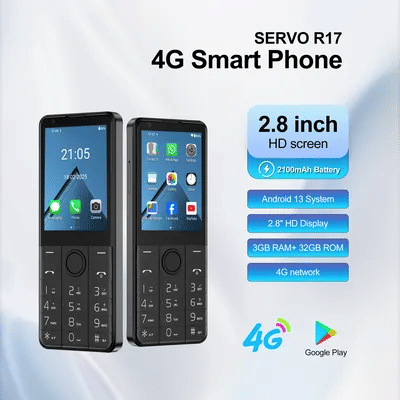 SERVO R17 Android 4G LTE Smartphone 2.8" Touch Display 2 SIM Standby Google Play Wi-Fi Call Recording Button Smart Phones Type-C