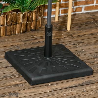 TEMU 19kg Resin Garden Parasol Base Holder, Square Outdoor Market Umbrella Stand Weight For Poles Of Φ32mm, Φ38mm, And Φ48mm, Black