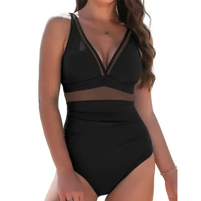 Maillots de bain une pièce pour femmes, contrôle du ventre, maillots de bain en maille, couverture complète, pour femmes