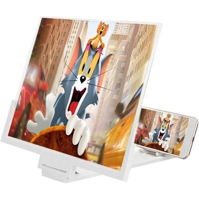 TEMU White 14-inch Screen Magnifier For Smartphones - 3d Magnifying Screen Expander, Foldable Phone Stand For Movies, Videos, Gaming
