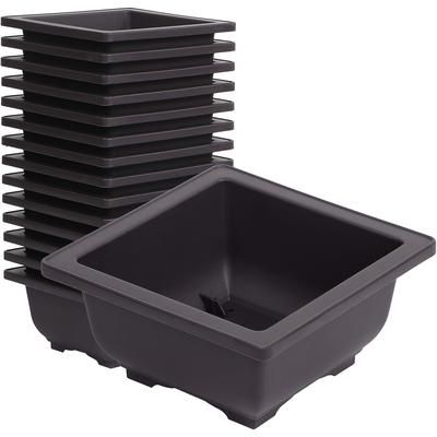 TEMU Pack Of 10, 4.7-inch Black Plastic Bonsai Pots With Drainage Holes - Small Square Planters For Indoor And Outdoor Gardens, Home Decorations, Succulents & Bonsai Trees