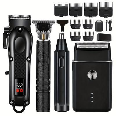 TEMU 4-in-1 Rechargeable Electric Grooming Kit For Men - Hair Clipper Electric Foil Shavers And Beard Trimmers, Ear, Nose Hair Trimmer Set, Usb Charged - Or Father's Day Gift