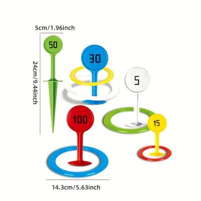 TEMU Set For Teens & Adults - Durable Pvc Outdoor Rotating Blue, Green, Yellow, Rings - Beach, Garden, Lawn & Backyard - Ideal Christmas, Halloween, Thanksgiving Gif