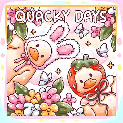 Kawaii Duck Coloring Book - 24 Pages of Cute & Fun Pictures for Relaxation and Meditation, 7.8x7.8 Inches, Perfect Gift