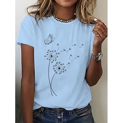 Per donna Maglietta Stampato Floreale Grafico Vintage Elegante Classico Manica Corta Girocollo Top Regolari Quotidiano Weekend Blu Nero Bianco Rosa Estate Primavera